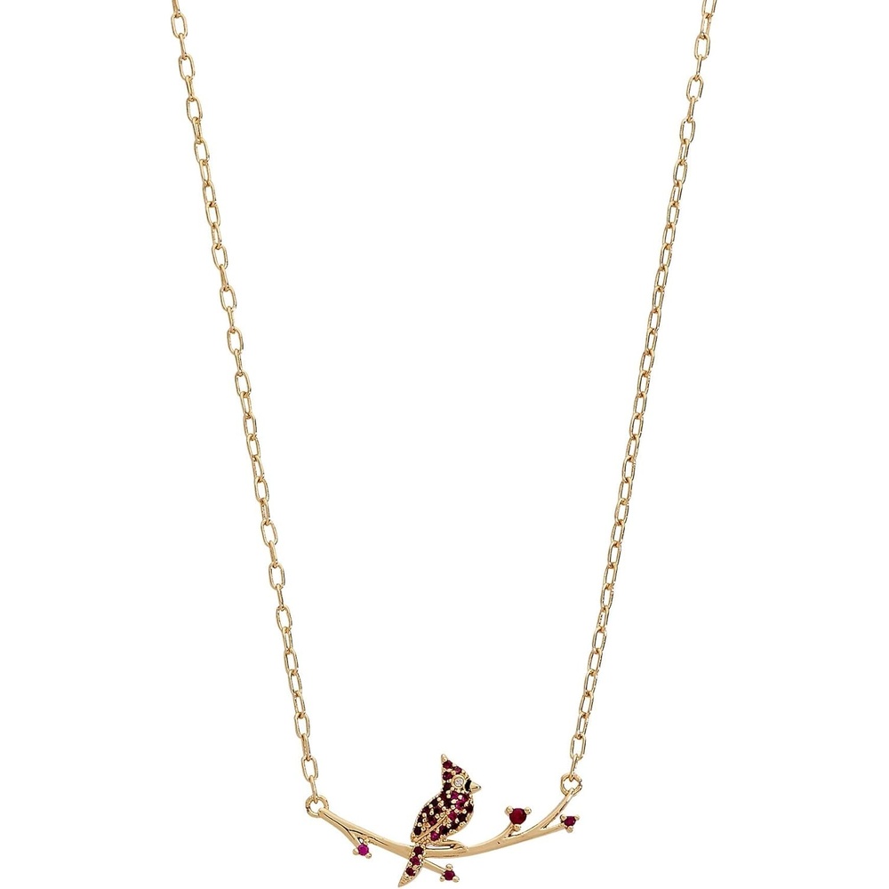 image:imageAlex and Ani Cardinal Necklace for Women  Ruby amp Clear Pav Accented Necklace Featuring Sacred Cardinal on Branch Meaningful Cardinal GiftsCardinal Shiny Gold