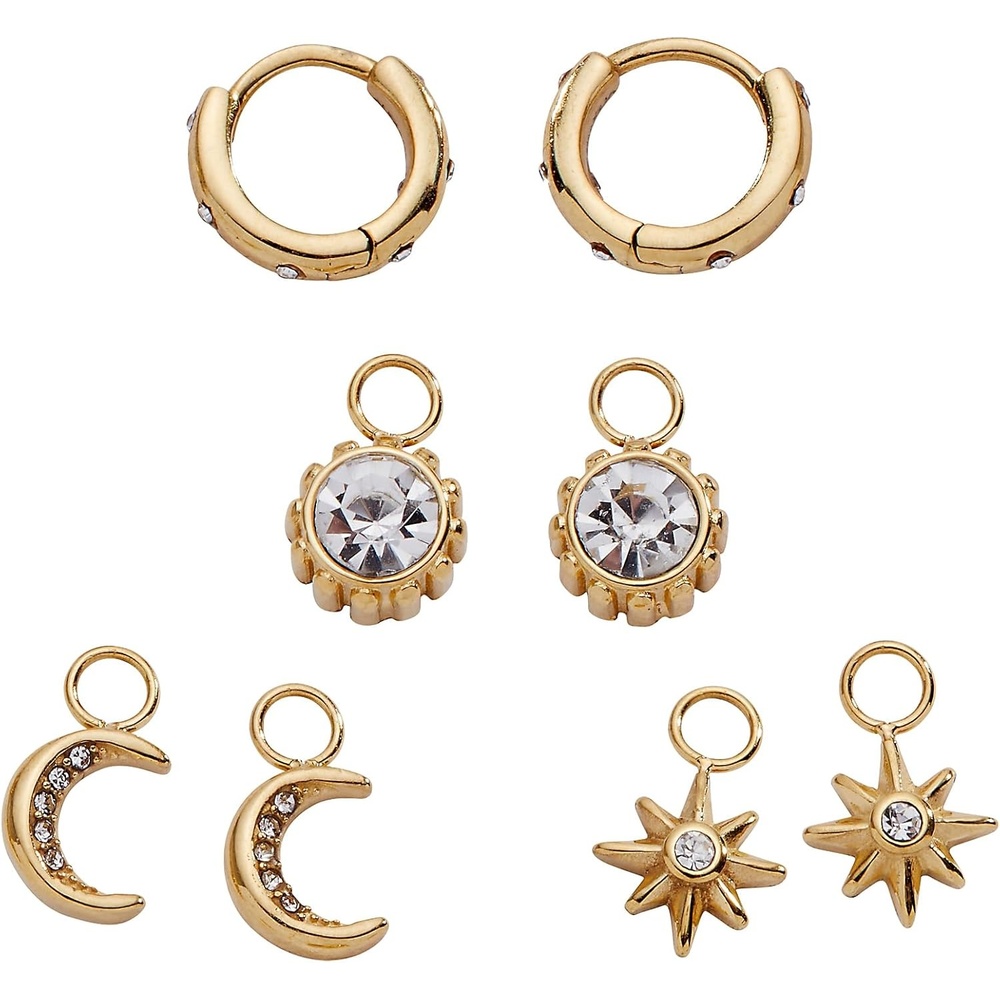 image:imageAlex and Ani Celestial Stackable Earring Sets  Interchangeable Studs Huggies Cuffs amp Charms NickelFreeMix  Match Earring Set of 4 Stainless Gold