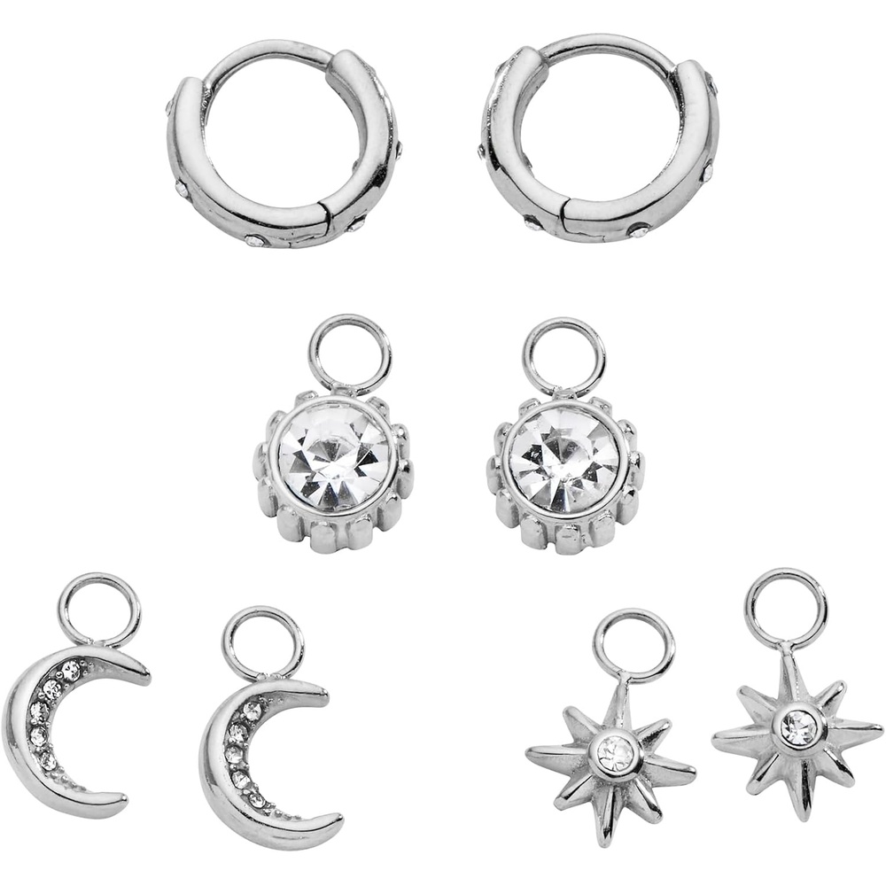 image:imageAlex and Ani Celestial Stackable Earring Sets  Interchangeable Studs Huggies Cuffs amp Charms NickelFreeMix  Match Earring Set of 4 Stainless Silver