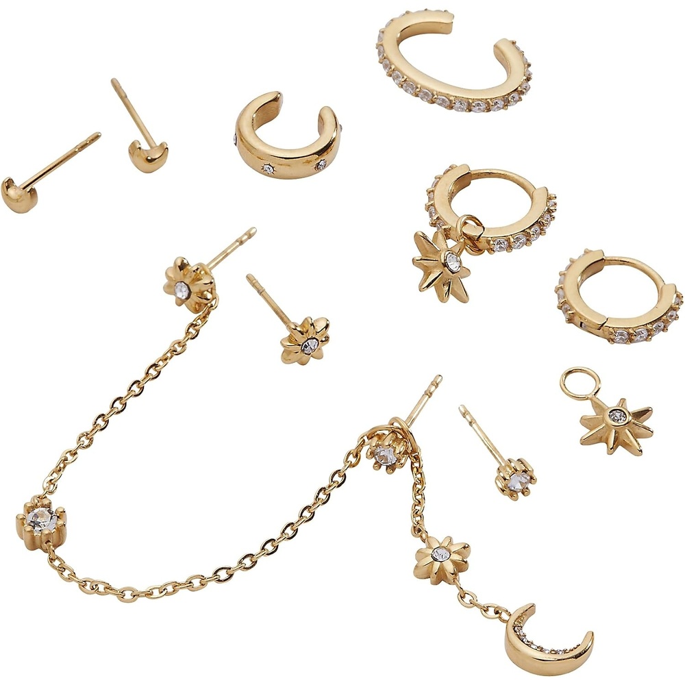 image:imageAlex and Ani Celestial Stackable Earring Sets  Interchangeable Studs Huggies Cuffs amp Charms NickelFreeStackable 9pc Earring Set Stainless Gold