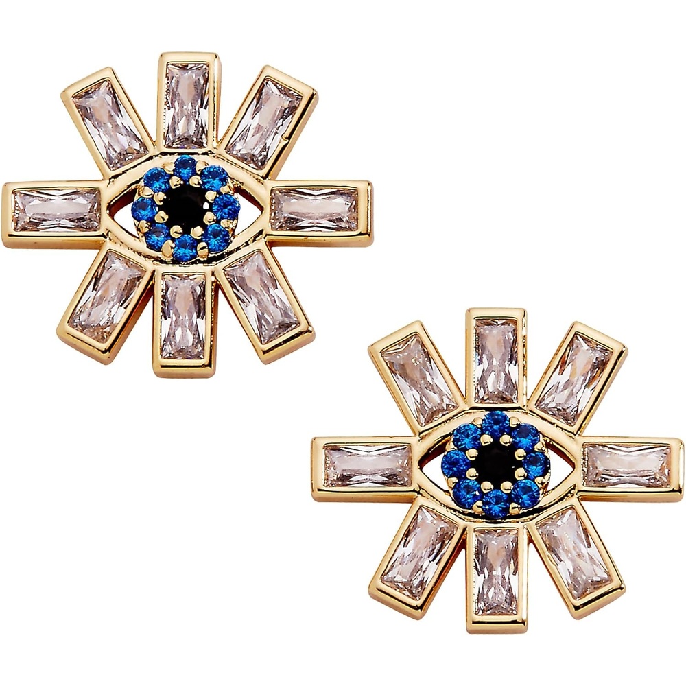 image:imageAlex and Ani GoldPlated Evil Eye Earring  Crystal Pav amp Baguette Stones Charm Hamsa amp Heart Symbolizes Protection amp Strength Ideal Evil Eye Jewelry for WomenStatement Stud Earrings