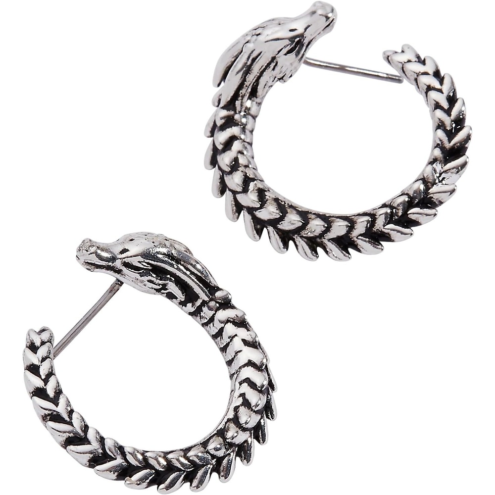 image:imageAlex and Ani HOUSE OF THE DRAGON Earrings  Inspired Hoops amp Studs NickelFree Hypoallergenic FinishSyrax Front to Back Hoop Antique Silver