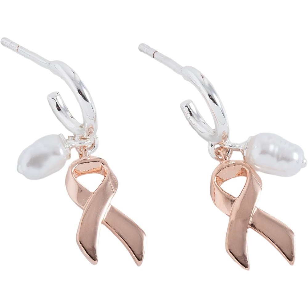 image:imageAlex and Ani Hope Breast Cancer Awareness Pink Ribbon CuffBreast Cancer Awareness Huggie Hoop
