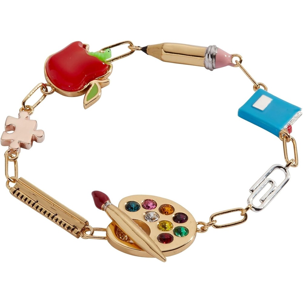 image:imageAlex and Ani SchoolThemed Charm Bracelet for Women  Ideal Gift for Teachers amp StudentsTriTone