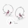 Alex and Ani Cardinal Earrings for Women – Reversible Design with Ruby Crystal Enamel Charms in Braided Hoops, Versatile Cardinal Jewelry(Cardinal Hoop (Shiny Silver))