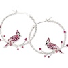 Alex and Ani Cardinal Earrings for Women – Reversible Design with Ruby Crystal Enamel Charms in Braided Hoops, Versatile Cardinal Jewelry(Cardinal Hoop (Shiny Silver))