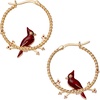 Alex and Ani Cardinal Earrings for Women – Reversible Design with Ruby Crystal Enamel Charms in Braided Hoops, Versatile Cardinal Jewelry(Cardinal Hoop (Shiny Gold))