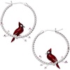 Alex and Ani Cardinal Earrings for Women – Reversible Design with Ruby Crystal Enamel Charms in Braided Hoops, Versatile Cardinal Jewelry(Cardinal Hoop (Shiny Silver))