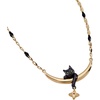Alex and Ani Celestial Cat Inline Necklace – Celestial Jewelry with Black Cat on Golden Crescent, Two Tone, Nickel-Free, Stylish Star Moon Necklace for Women