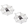 Alex and Ani Glow in the Dark Earrings for Women – Spider Web Hoop Design, Halloween Jewelry, Spooky Light Up Fun Earrings, Captivating Black Spider Focal Point