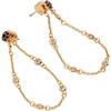 Alex and Ani Gold-Plated Evil Eye Earring – Crystal Pavé & Baguette Stones, Charm Hamsa & Heart, Symbolizes Protection & Strength, Ideal Evil Eye Jewelry for Women(Front to Back Chain Earrings)