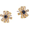 Alex and Ani Gold-Plated Evil Eye Earring – Crystal Pavé & Baguette Stones, Charm Hamsa & Heart, Symbolizes Protection & Strength, Ideal Evil Eye Jewelry for Women(Statement Stud Earrings)