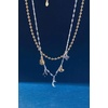 Alex and Ani Moon Magic 2 Row Charm Necklace – Blue Sunstone & Evil Eye Charm, Celestial Style for Whimsy & Wonder, Women’s Fashion Jewelry