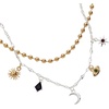 Alex and Ani Moon Magic 2 Row Charm Necklace – Blue Sunstone & Evil Eye Charm, Celestial Style for Whimsy & Wonder, Women’s Fashion Jewelry