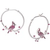Alex and Ani Cardinal Earrings for Women – Reversible Design with Ruby Crystal Enamel Charms in Braided Hoops, Versatile Cardinal Jewelry(Cardinal Hoop (Shiny Silver))
