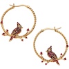 Alex and Ani Cardinal Earrings for Women – Reversible Design with Ruby Crystal Enamel Charms in Braided Hoops, Versatile Cardinal Jewelry(Cardinal Hoop (Shiny Gold))