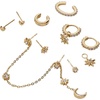 Alex and Ani Celestial Stackable Earring Sets – Interchangeable Studs, Huggies, Cuffs & Charms, Nickel-Free(Stackable 9pc Earring Set (Stainless Gold))