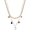 Alex and Ani Moon Magic 2 Row Charm Necklace – Blue Sunstone & Evil Eye Charm, Celestial Style for Whimsy & Wonder, Women’s Fashion Jewelry