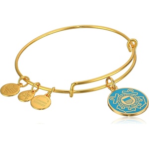Alex and Ani “Armed Forces” US Coast Guard Expandable Wire Bangle Charm Bracelet(Rafaelian Yellow Gold Finish)