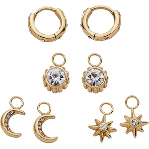 Alex and Ani Celestial Stackable Earring Sets – Interchangeable Studs, Huggies, Cuffs & Charms, Nickel-Free(Mix & Match Earring Set of 4 (Stainless Gold))
