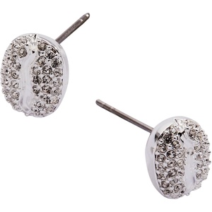 Alex and Ani Coffee Bean Pave Stud Earring, Shiny Silver