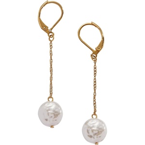 Alex and Ani Coin Pearl Drop Gold Jewelry(Coin Pearl Lever Back Earring)