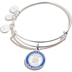 Alex and Ani Collaborations Expandable Bangle for Women, Shiny Silver Finish, 2 to 3.5 in(United States Air Force)