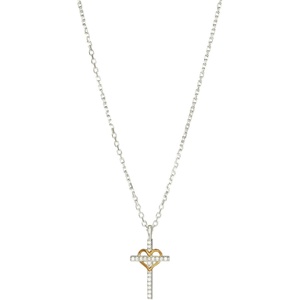 Alex and Ani Cross And Heart Necklace, Sterling Silver(Necklace)