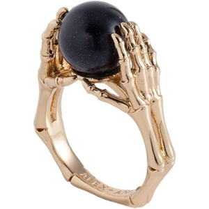 Alex and Ani Crystal Ball Ring – Nickel-Free, Elegant Statement Piece, Ring Size 7, Handmade Gothic Style Chunky Ring(Shiny Gold)