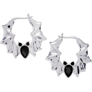 Alex and Ani Crystal Bat Hoop Earrings(Silver)