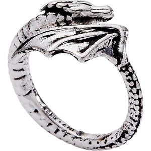Alex and Ani HOUSE OF THE DRAGON® Syrax Bypass Ring – Sculptural Dragon Design Inspired Jewelry, Nickel-Free, Bold Luxury Statement for Women (Antique Gold)(Syrax Bypass Ring (Antique Silver))