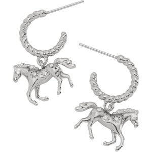 Alex and Ani Horse Huggie Hoop Earrings(Shiny Silver)
