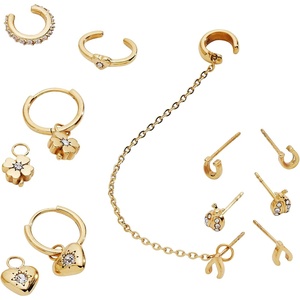 Alex and Ani Love and Luck Earring Sets(Stackable 9 Piece Earring Set (Stainless Gold))