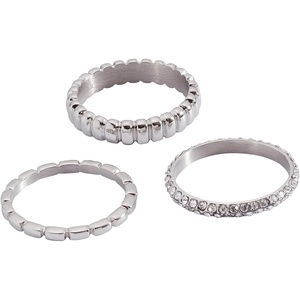 Alex and Ani Ribbed Stacking Ring Set of 3(Stainless Silver)