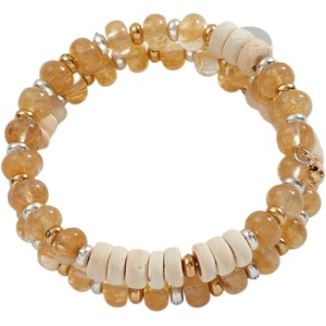 Alex and Ani Rutilated Quartz + Wood Beaded Wrap Bracelet