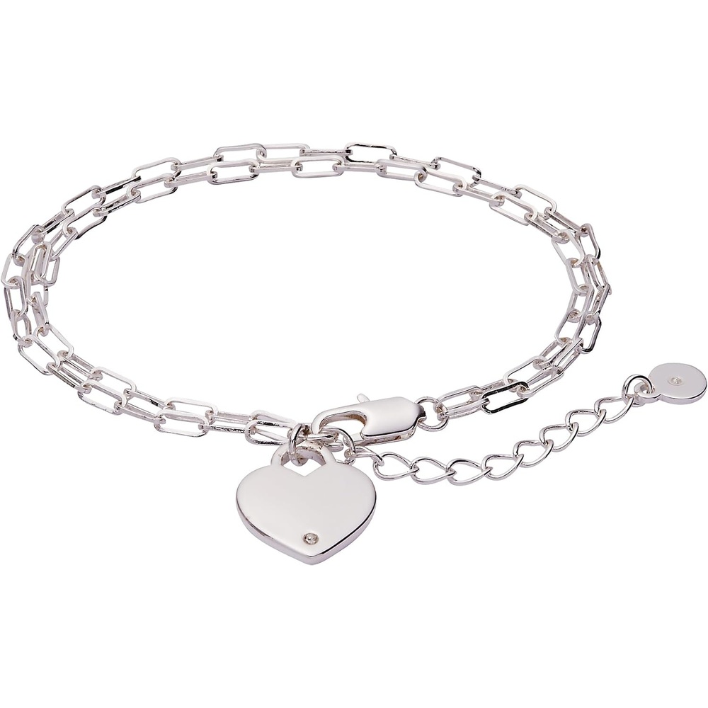 image:imageALEX AND ANI Heart Charm Double Paperclip Chain BracletSilver