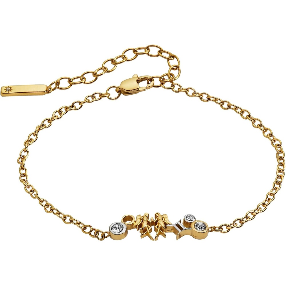 image:imageALEX AND ANI Zodiac Bracelet  TwoTone Stainless Steel with Clear Crystals NickelFree Zodiac Sign Bracelet for WomenGemini