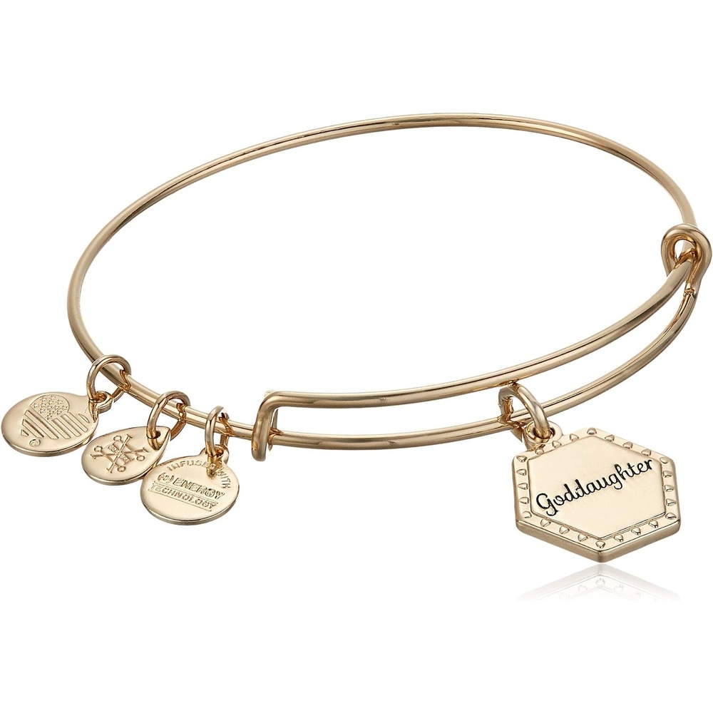 image:imageAlex and Ani Because I Love You Wire Bangle Bracelet for Women Meaningful Charms 2 to 35 inShiny Antique Gold Finish