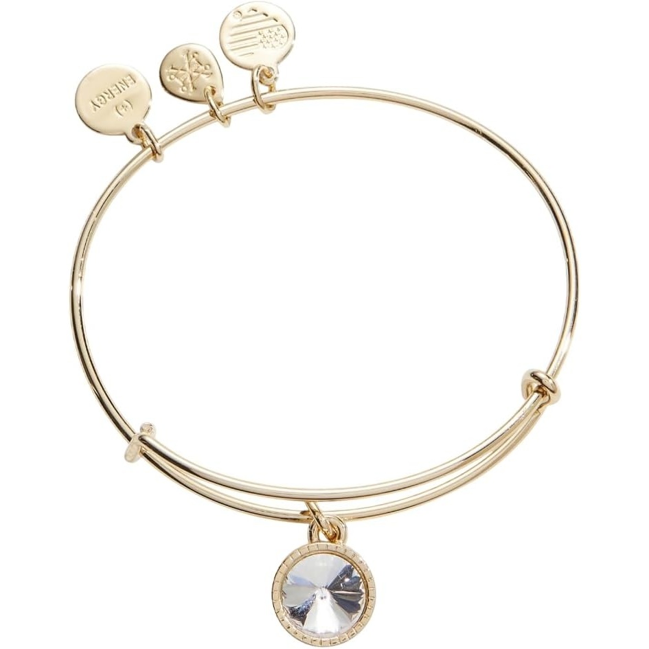 image:imageAlex and Ani Birthstones Expandable Bangle for Women Birthday Crystal Charms Shiny Finish 2 to 35 inShiny Gold