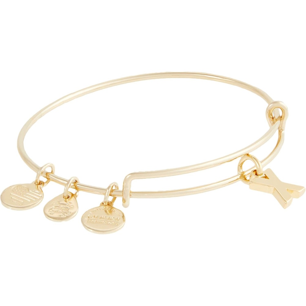 image:imageAlex and Ani Expandable Bangle for Women Initials A to Z Letter Charms Shiny Finish 2 to 35 inShiny Gold