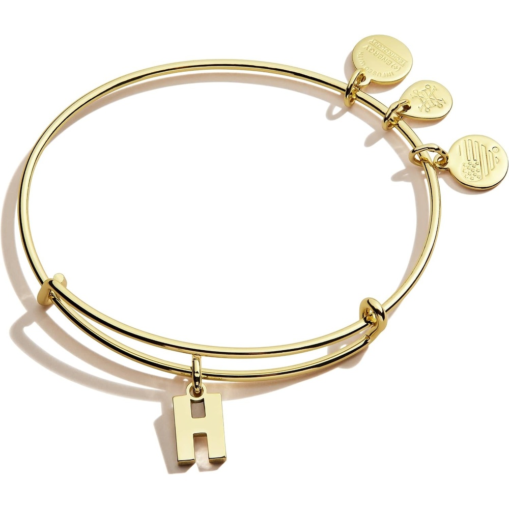 image:imageAlex and Ani Expandable Bangle for Women Initials A to Z Letter Charms Shiny Finish 2 to 35 inShiny Gold Finish