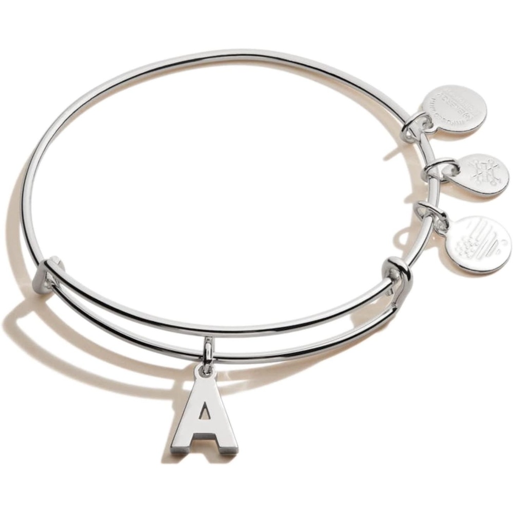 image:imageAlex and Ani Expandable Bangle for Women Initials A to Z Letter Charms Shiny Finish 2 to 35 inShiny Silver Finish