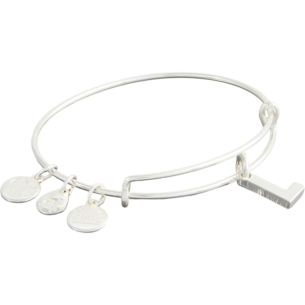image:imageAlex and Ani Expandable Bangle for Women Initials A to Z Letter Charms Shiny Finish 2 to 35 inSilver