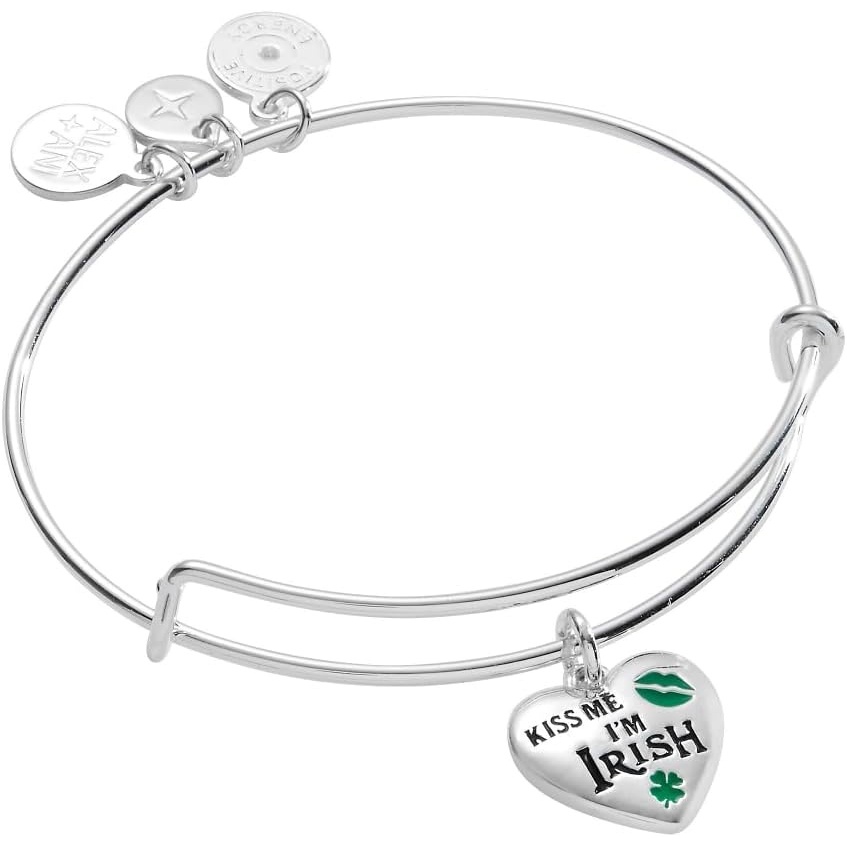image:imageAlex and Ani Four Leaf Clover Lucky BraceletsKiss Me Im Irish Charm Bangle