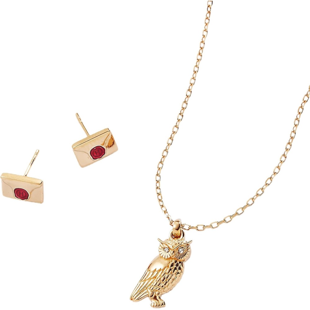 image:imageAlex and Ani Harry Potter Owl and Hogwarts Letter Necklace and Earring Set 14kt Gold PlatedHarry Potter Owl and Hogwarts Letter