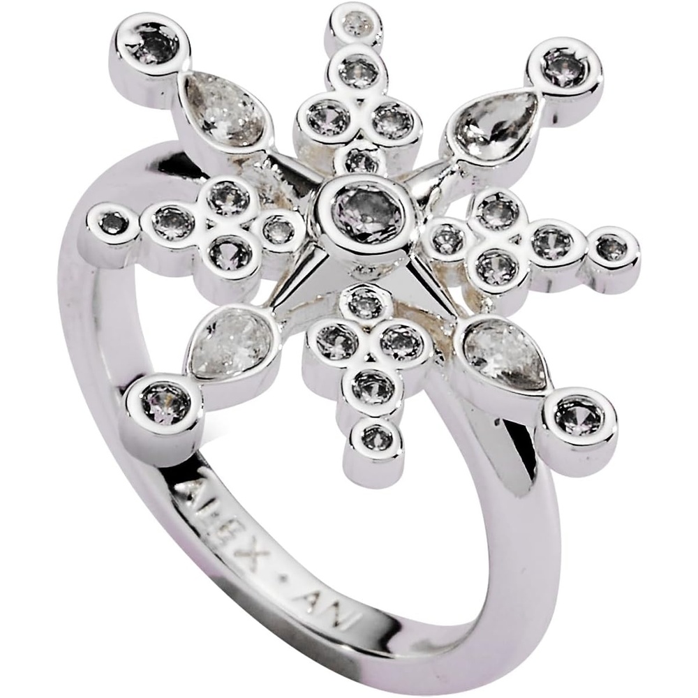 image:imageAlex and Ani Holiday Statement Ring for Women  Crystal Snowflake Shiny Silver