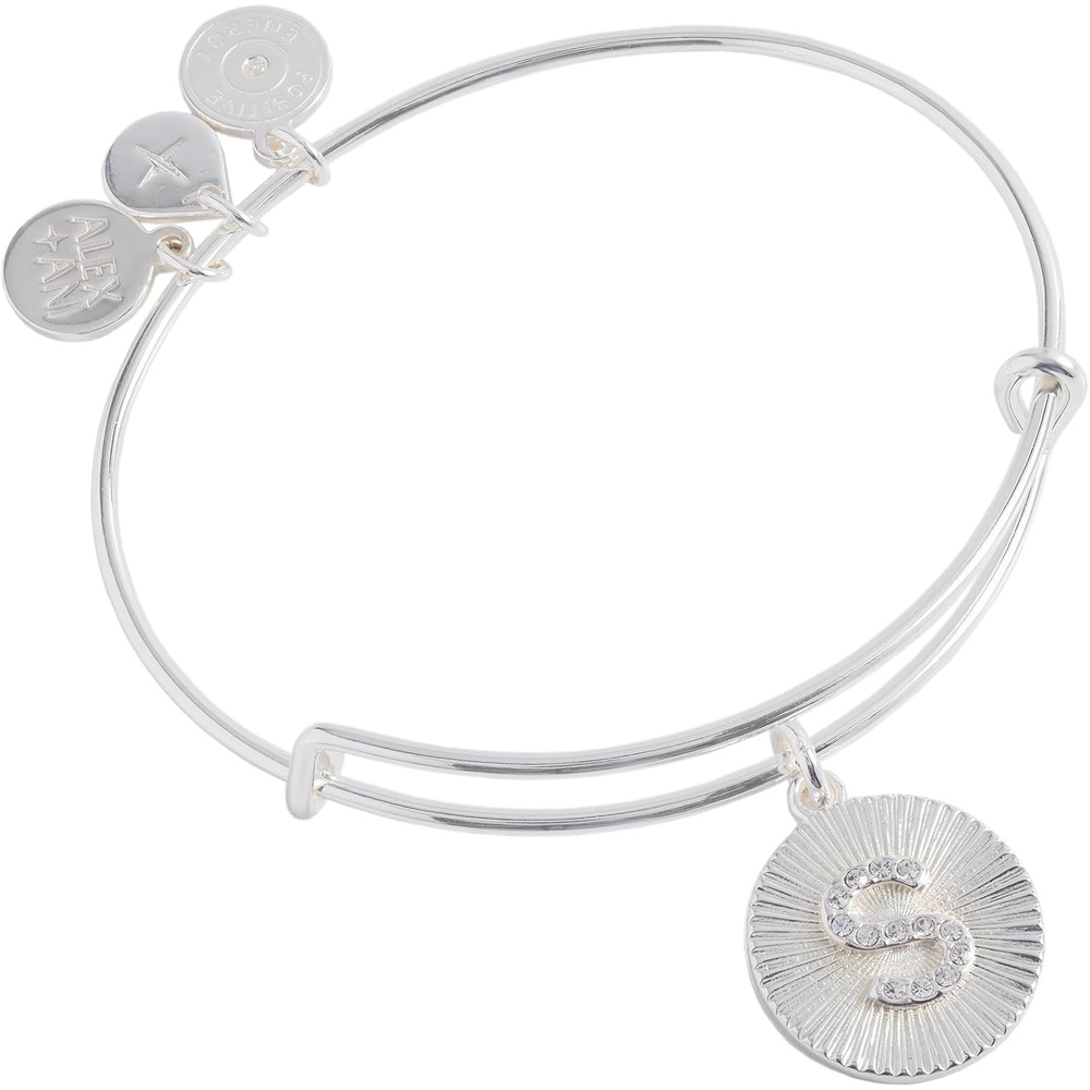 image:imageAlex and Ani Initial I Pave Starburst Texture BangleShiny Silver