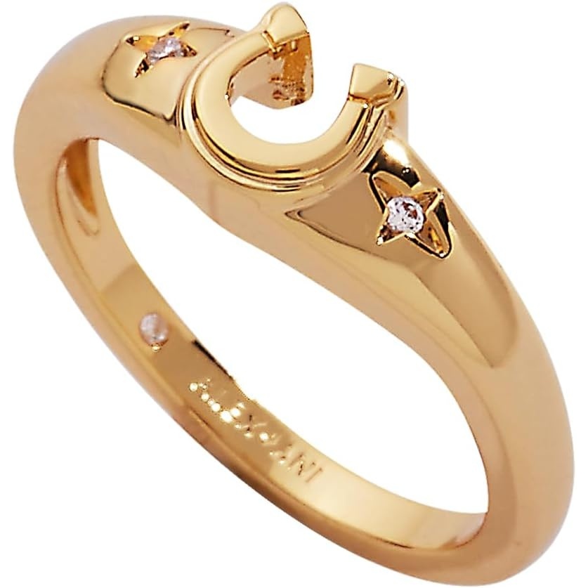 image:imageAlex and Ani Lucky Horse Shoe Ring for Women  Shiny Finish Gold Plated Brass NickelFree Trendy Jewelry Ideal Ring Gift for Women