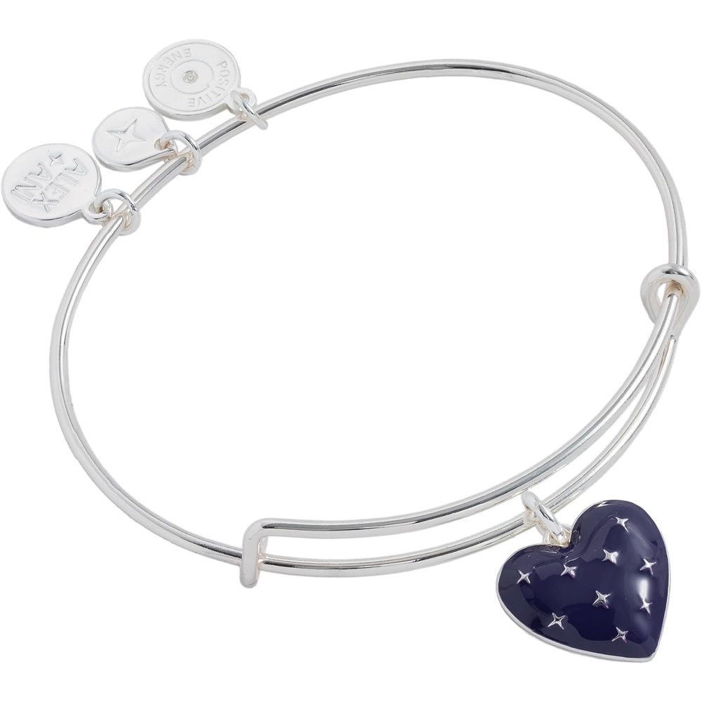 image:imageAlex and Ani Navy Enamel Heart Charm BangleShiny Silver
