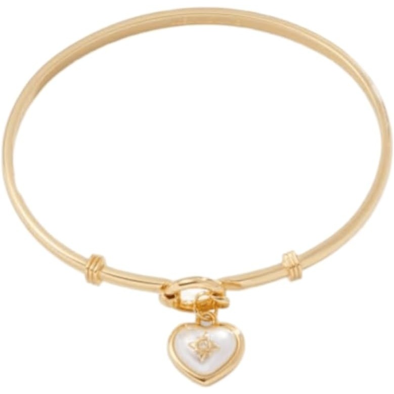image:imageAlex and Ani Pearl Heart  Crystal Charm Clip BangleShiny Gold